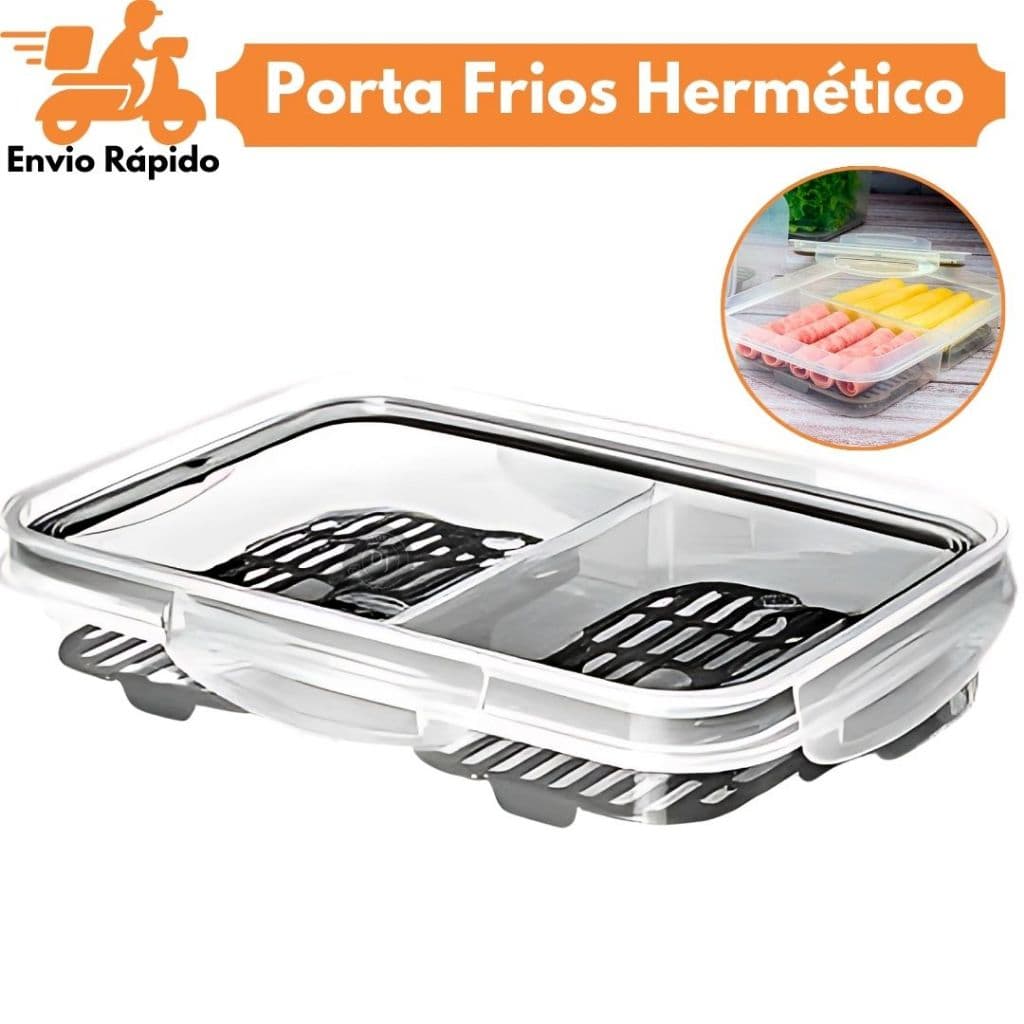 Pote Hermético Porta Frios Com Escorredor Tampa Trava 2 Divisórias