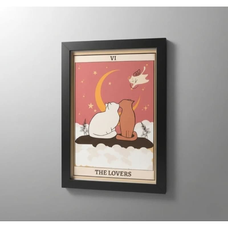 Quadro Tarot The lovers - Os enamorados - Tarô Gatos - Cartas Tarot