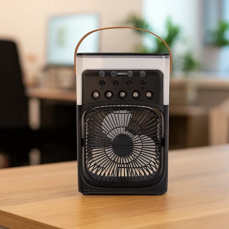 Ventilador Portátil Mesa Mini Climatizador Refrigerador De Ar Umidificador Com Led Conexão USB