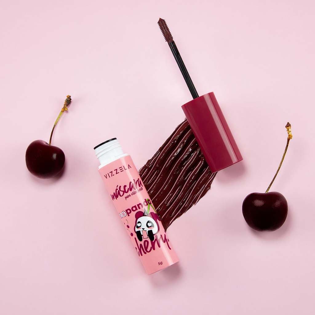 Máscara Para Cílios No Panda Cherry Bordô Peel Off Vegano Original Vizzela
