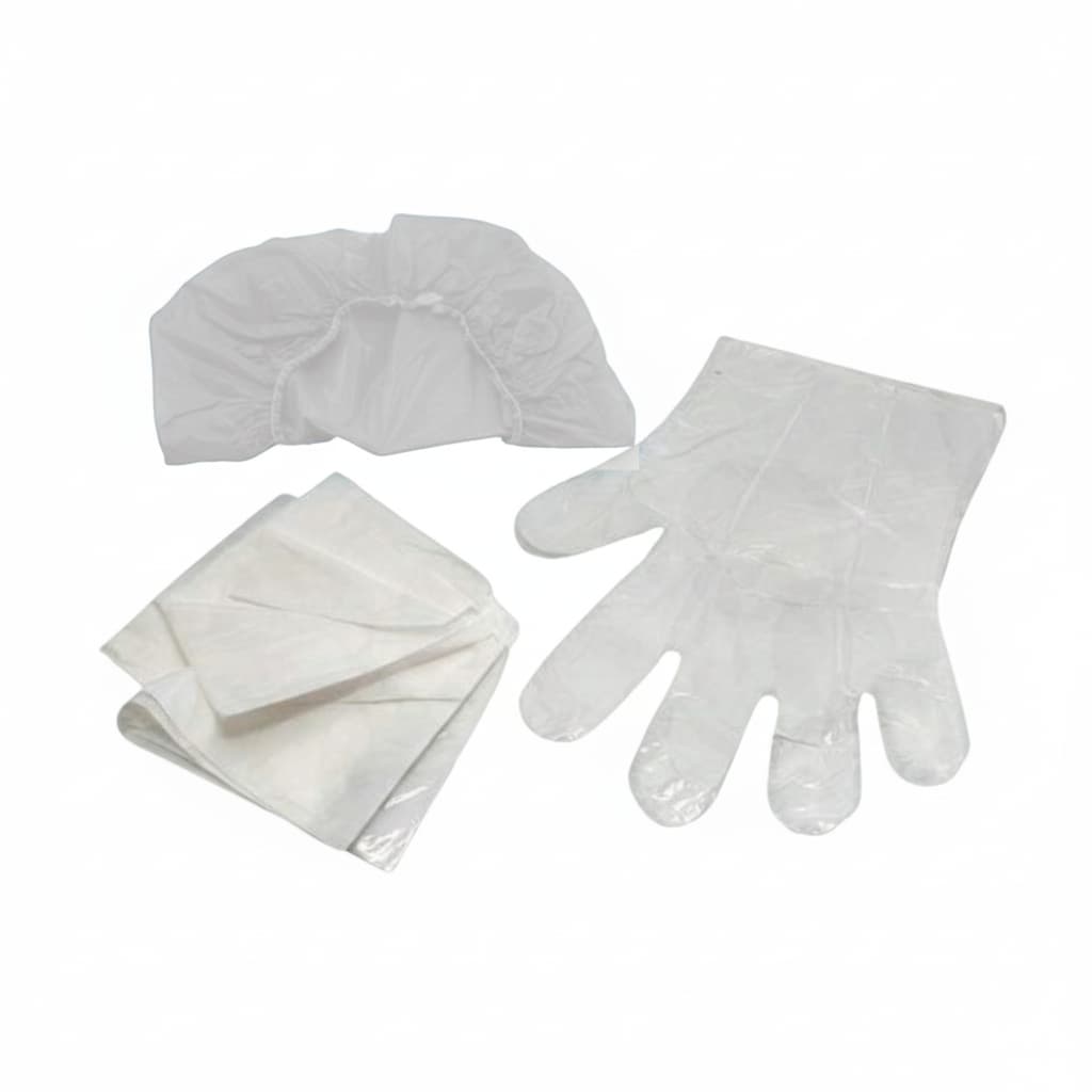 Kit Descartável Para Tintura NTFLEX Completo: 01 Luva + 01 Capa Química + 01 Touca