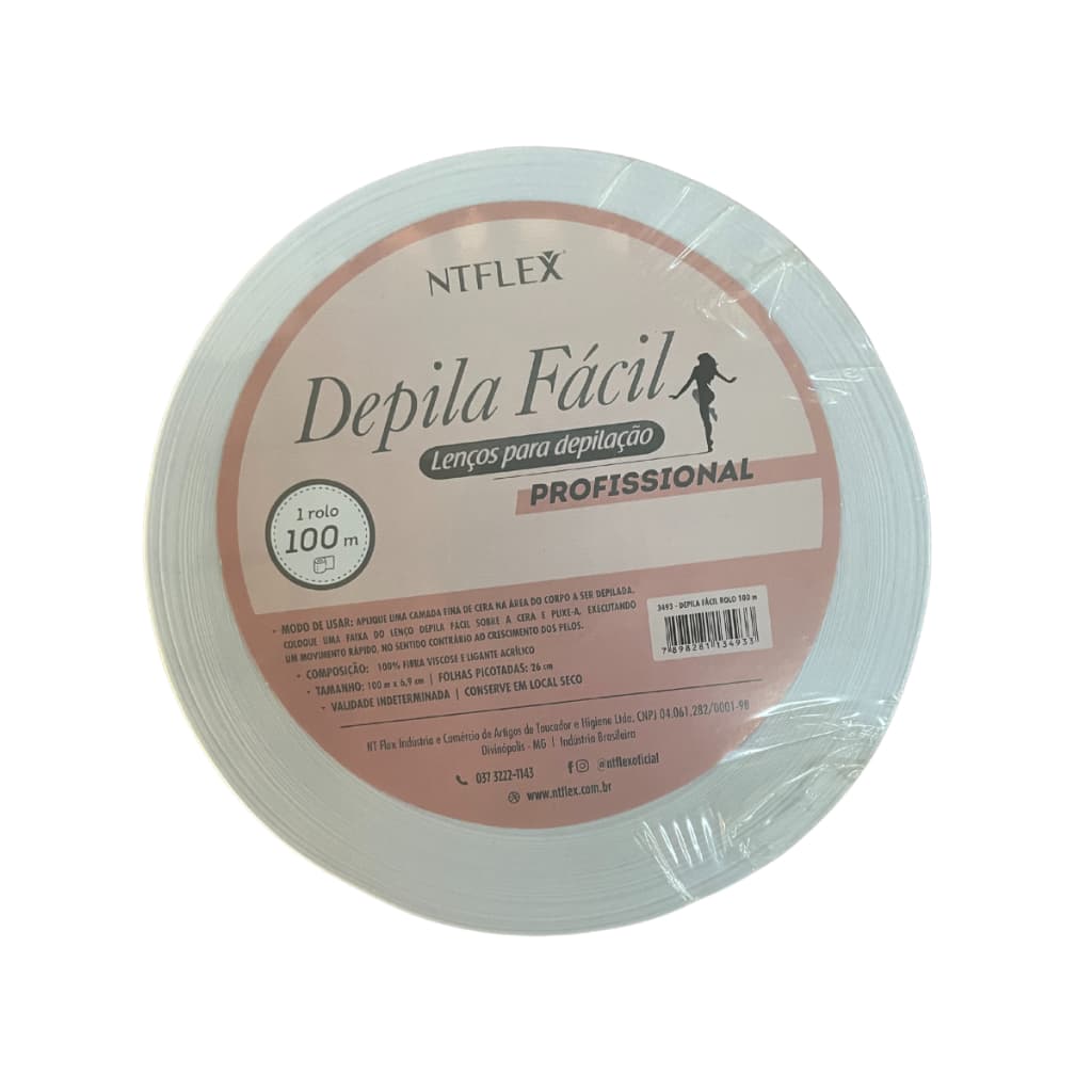Rolo Lenço Depilação 100 Metros Ntflex Depila Fácil 6,9cm Super Econômico