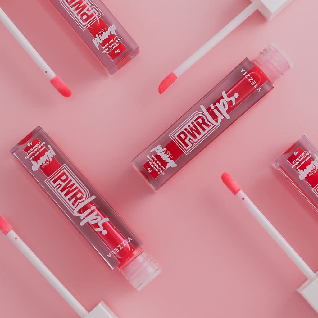 Gloss Power Lips Top Coat Efeito Plump Ácido Hialurônico Vegano Original Vizzela