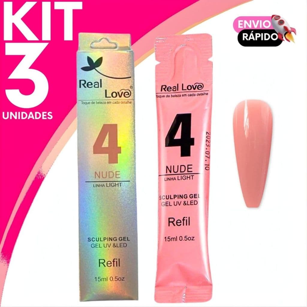 Refil Gel Real Love Linha Light 04 – Gel UV Para Alongamento