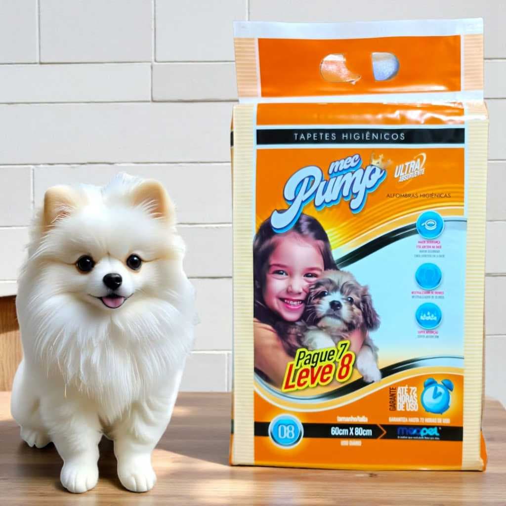 Tapete Higiênico Mec Pump Ultra absorção 80 X 60 C/ 30 Unid. Fita Adesiva nas bases.
