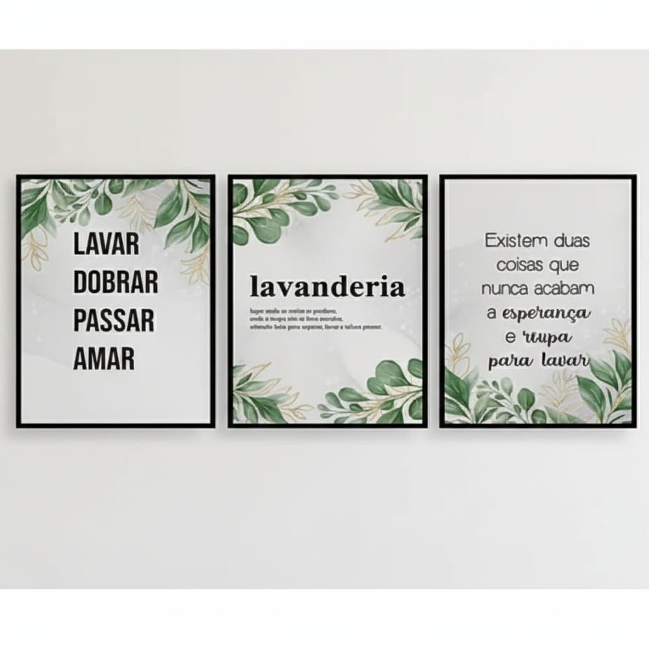 Quadros decorativos para Lavanderia (3 peças) 20x30