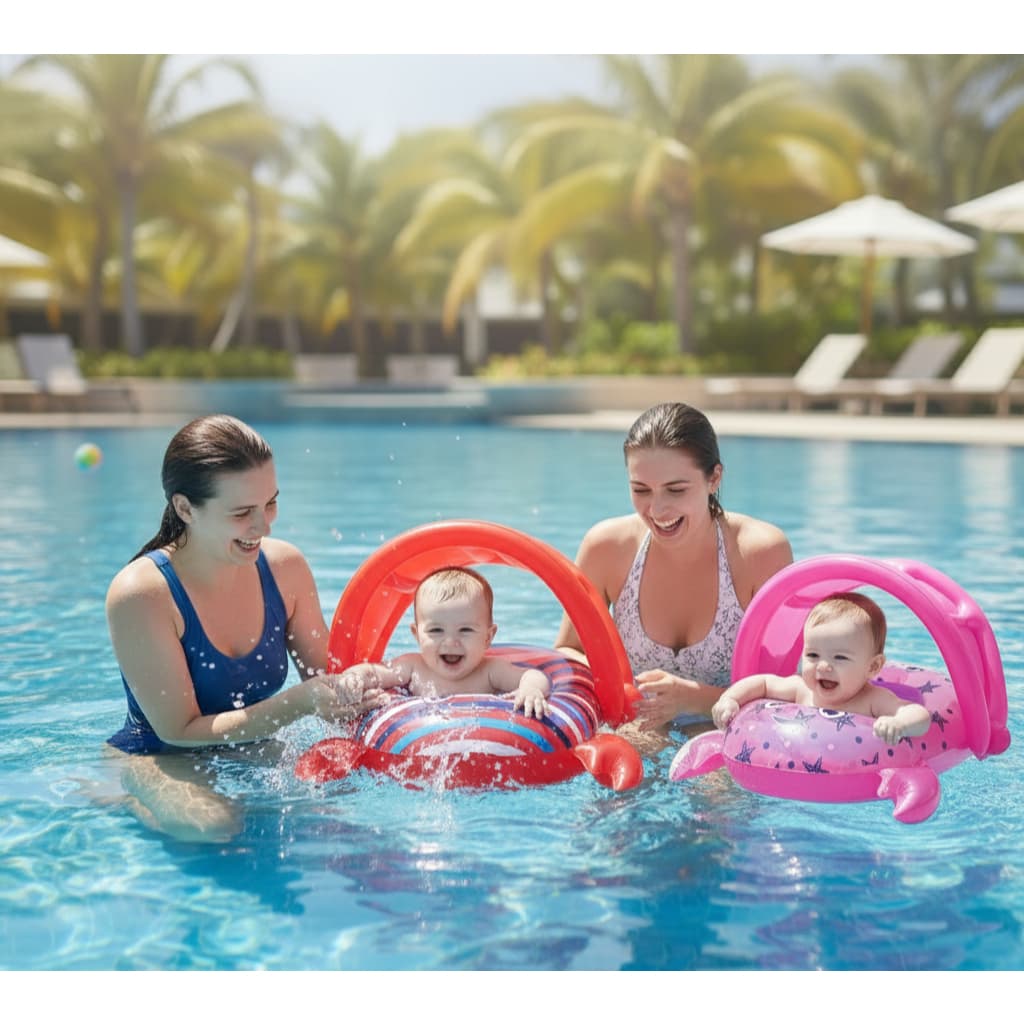 Bote Infantil Piscina Caranguejo Baby 6 a 18 Meses PVC Flutuador Inflável Praia Boia de Braço Mickey Disney