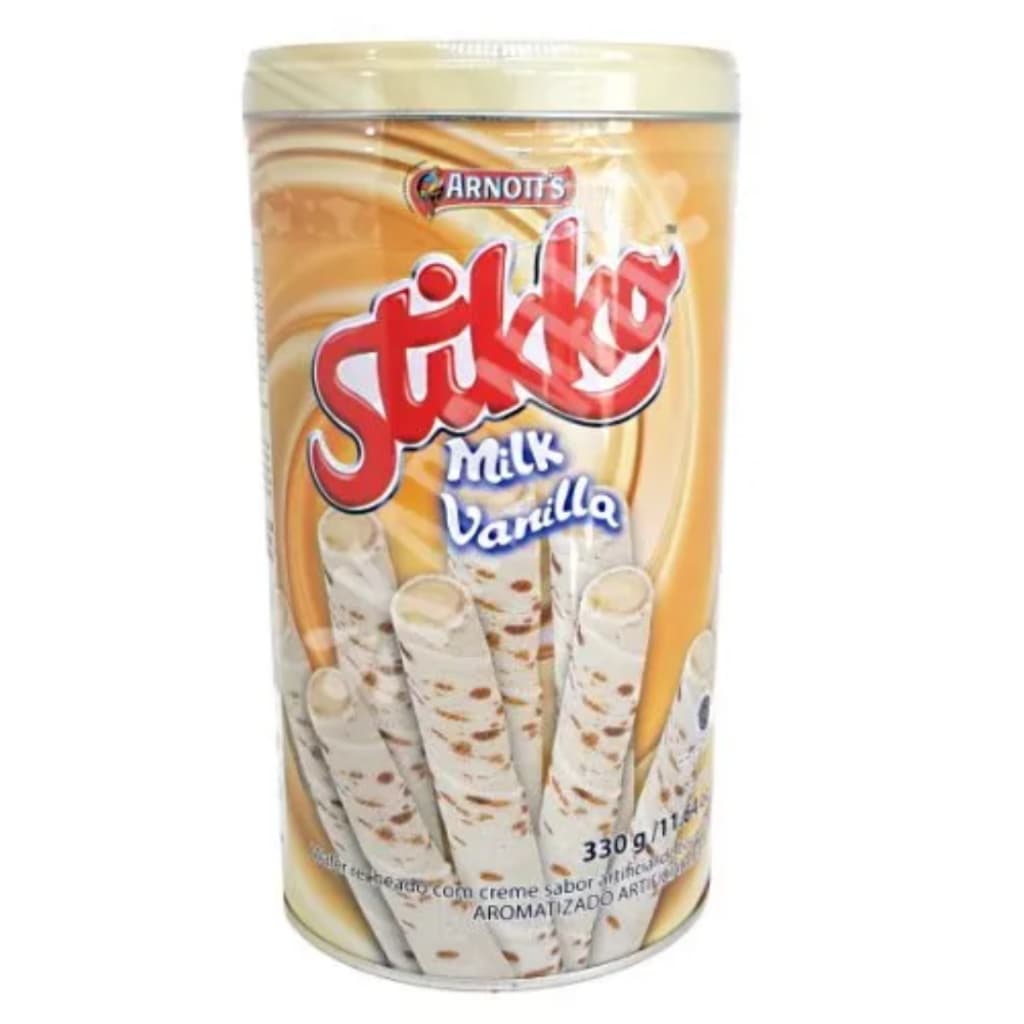 Tubinho Recheado Baunilha Stikko Lata 330g