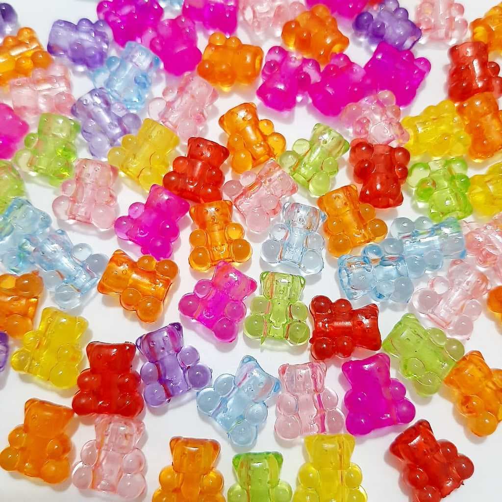 Miçanga Ursinho Colorido Entremeio Infantil para Pulseira Contas com Furo