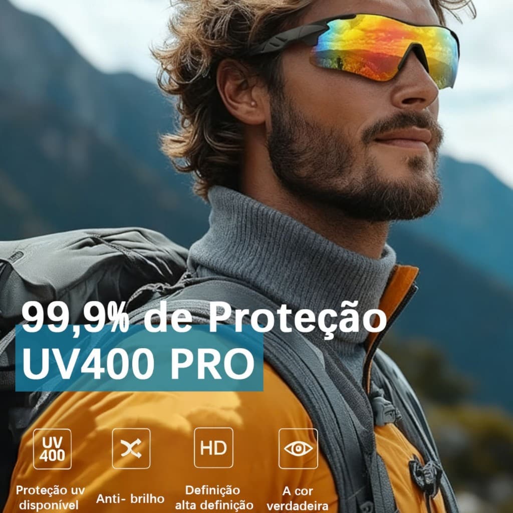 HEYOO Óculos de Sol Esportivo Ultraleve Proteção UV400 Design Urbano Moderno para Ciclismo e Atividades ao Ar Livre