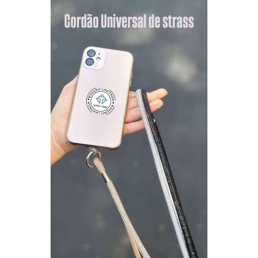 Cordão Reorcado  Diamante Pescoço 68 CM Pra Telefone Celular UNIVERSAL Anti-Perda Com Strass Elegância e Segurança