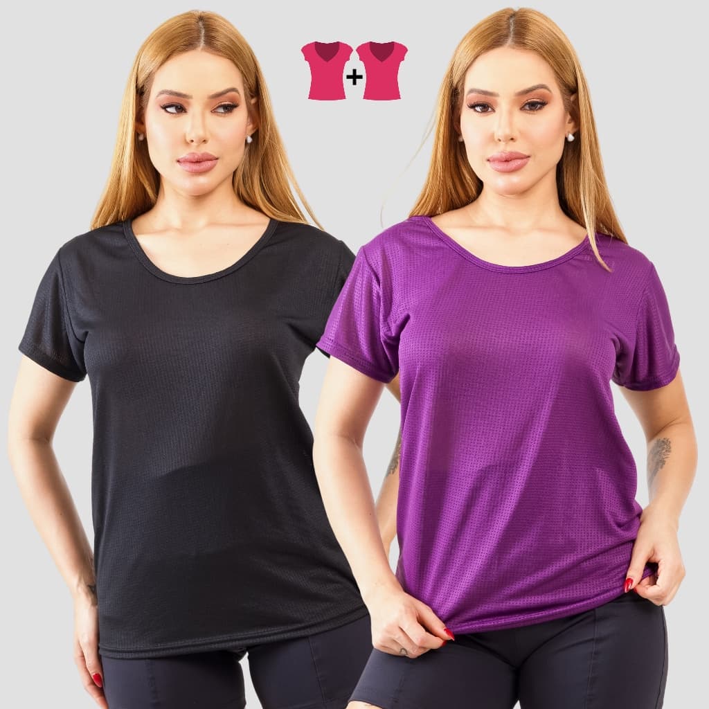 Kit 2 Camisas Academia Dry Fit Blusa Feminina Musculação Academia