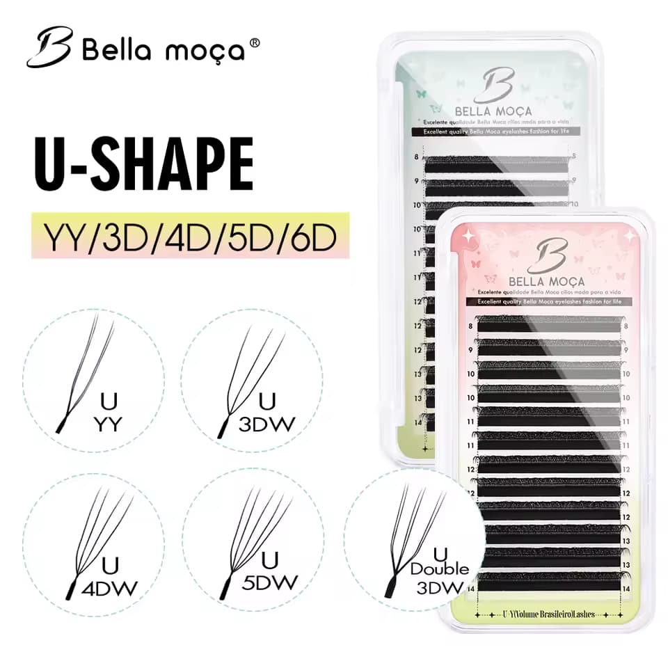 Cílios Bella Moça Fio U Preto Curvatura D Volume Brasileiro YY/3DW/4DW/5DW/3DW Duplo
