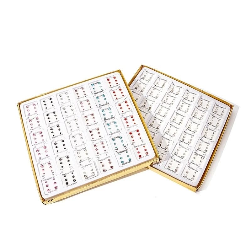 Kit 108 Pares de Brincos strass antialérgico acessórios