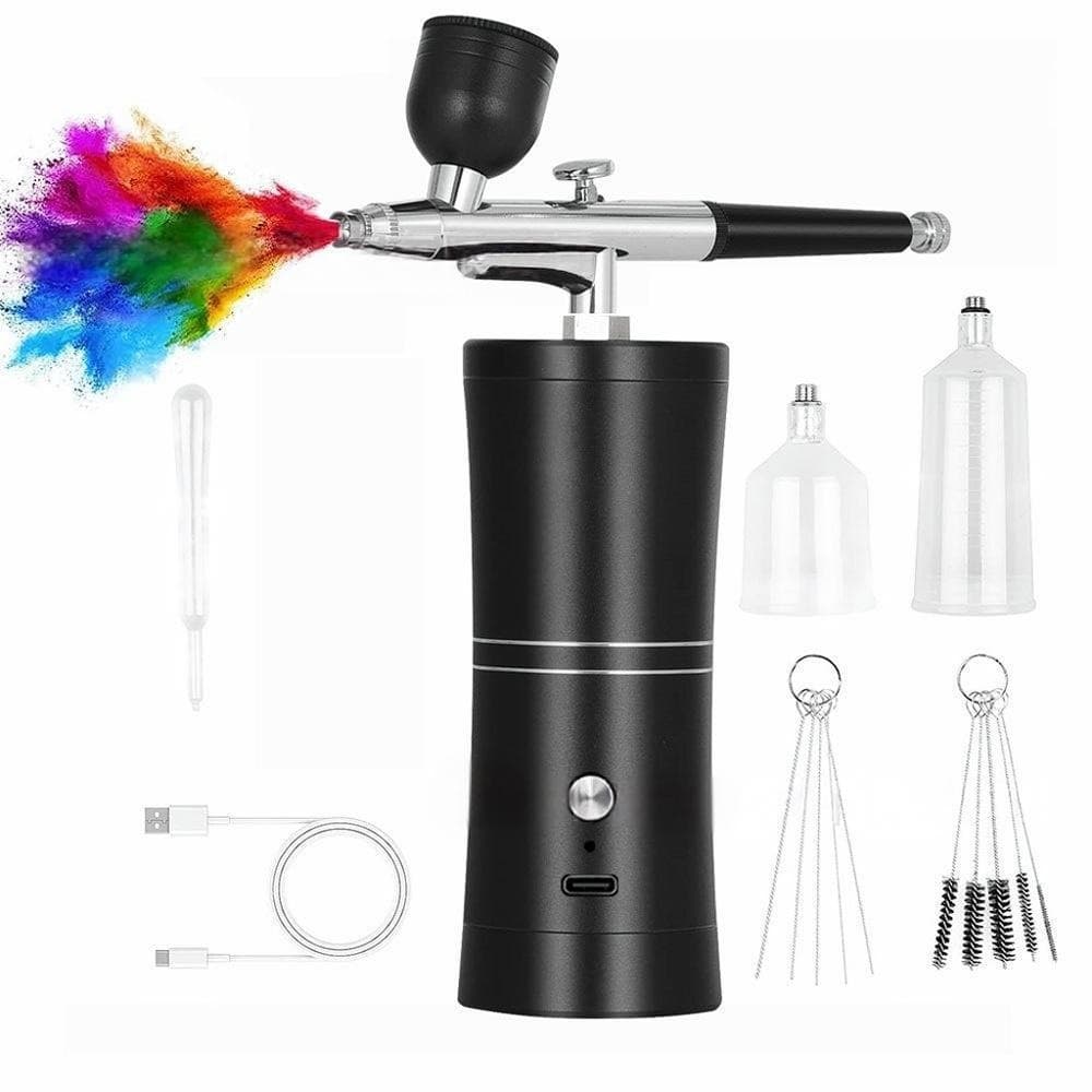 Aerógrafo Sem Fio Recarregável Portátil Com Compressor , Pistola De Pulverização De Ação Única Para Beleza Facial , Arte