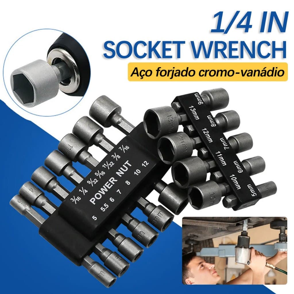 14pecas jogo de soquete para parafusadeira 5 A 13mm kit de bits sextavado