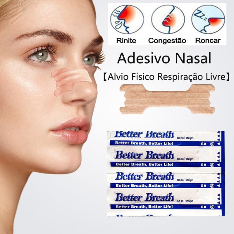 Kit 100 Unidades Adesivo Nasal Anti-Ronco Respire Melhor à Noite  Confortável e Hipoaergênico