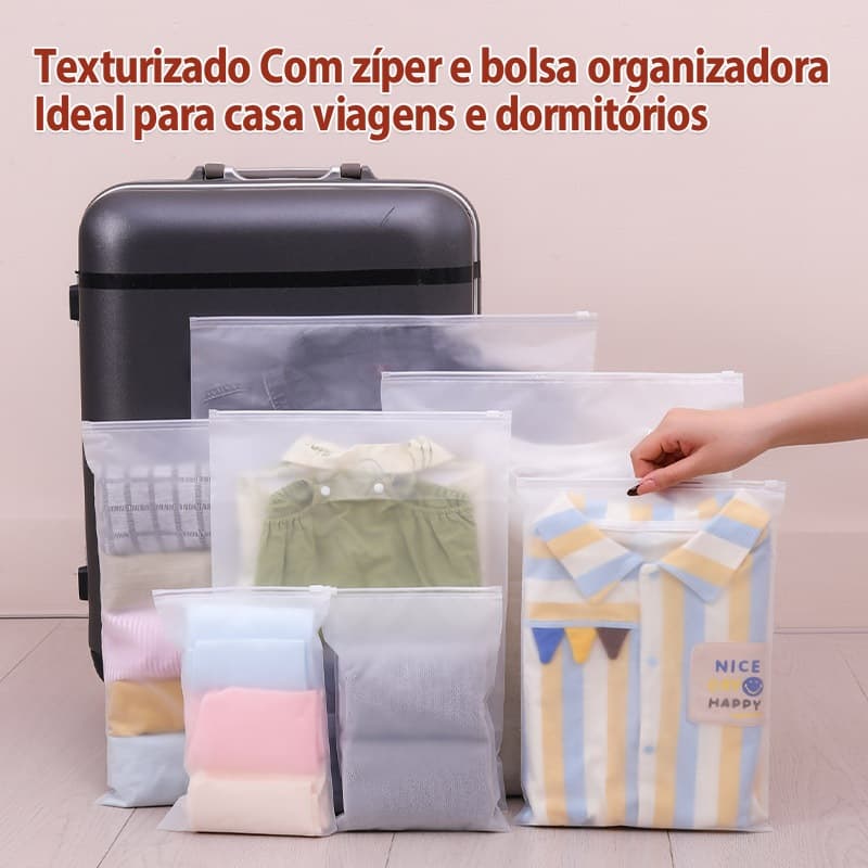 Kit 25 Sacos Organizadores com Vedação Zip Fosco e Opaco Para Organizar Guarda-Roupas e Casa