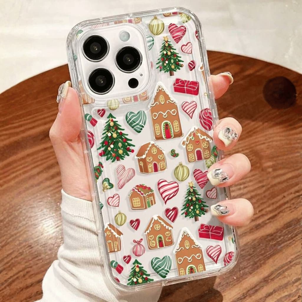 CAPINHA CAPA CELULAR NATAL DOCES IPHONE e SANSUNG, Resistente,Transparente Casa de Doces de Natal Cobertura Total Antid