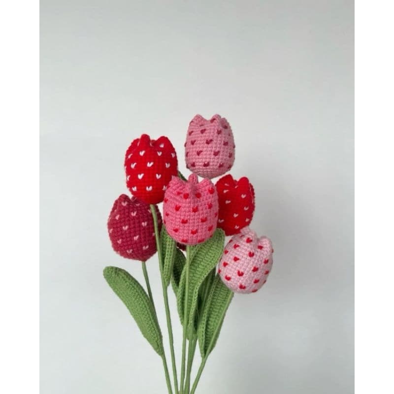 Tulipas Decoradas em Crochê Heart Tulips Tulipas de Coração Dia dos Namorados Natal Páscoa Aniversário Casamento