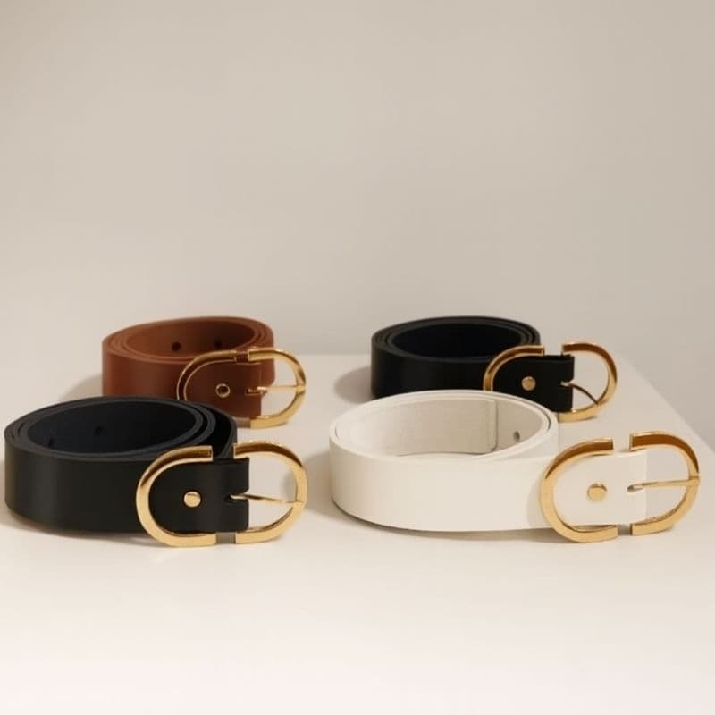 Cinto feminino moda blogueira, fivela invertida na cor dourado, kit com 2, 3 e 4 unidades.
