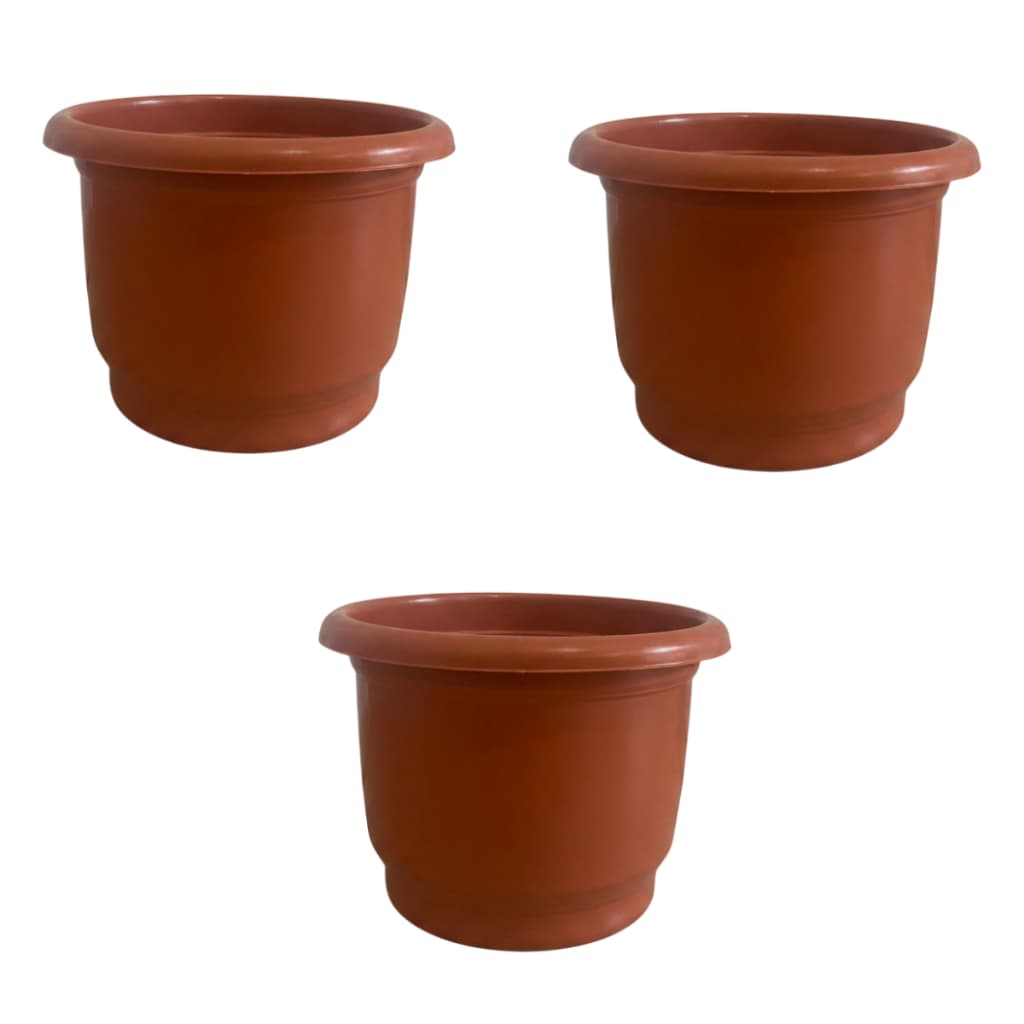 3 Vaso de Flor Pote Plástico De 4,5 Litros Para Orquídeas E Plantas Decoração Cores Marrom e Preto