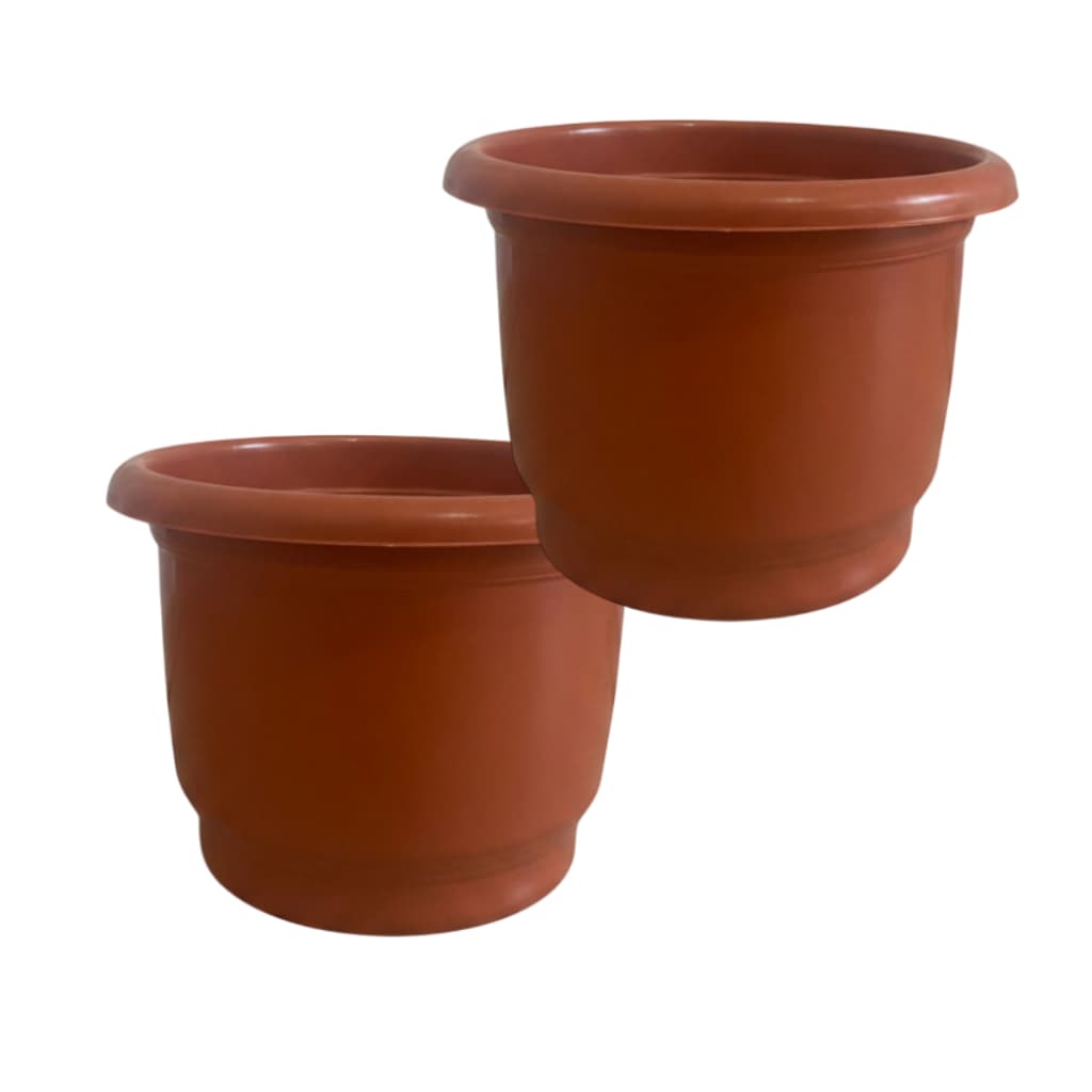 Kit 2 Vasos de Flor Plástico Pote De 4,5 Litros Para Orquídeas E Plantas Cores Terracota e Preto