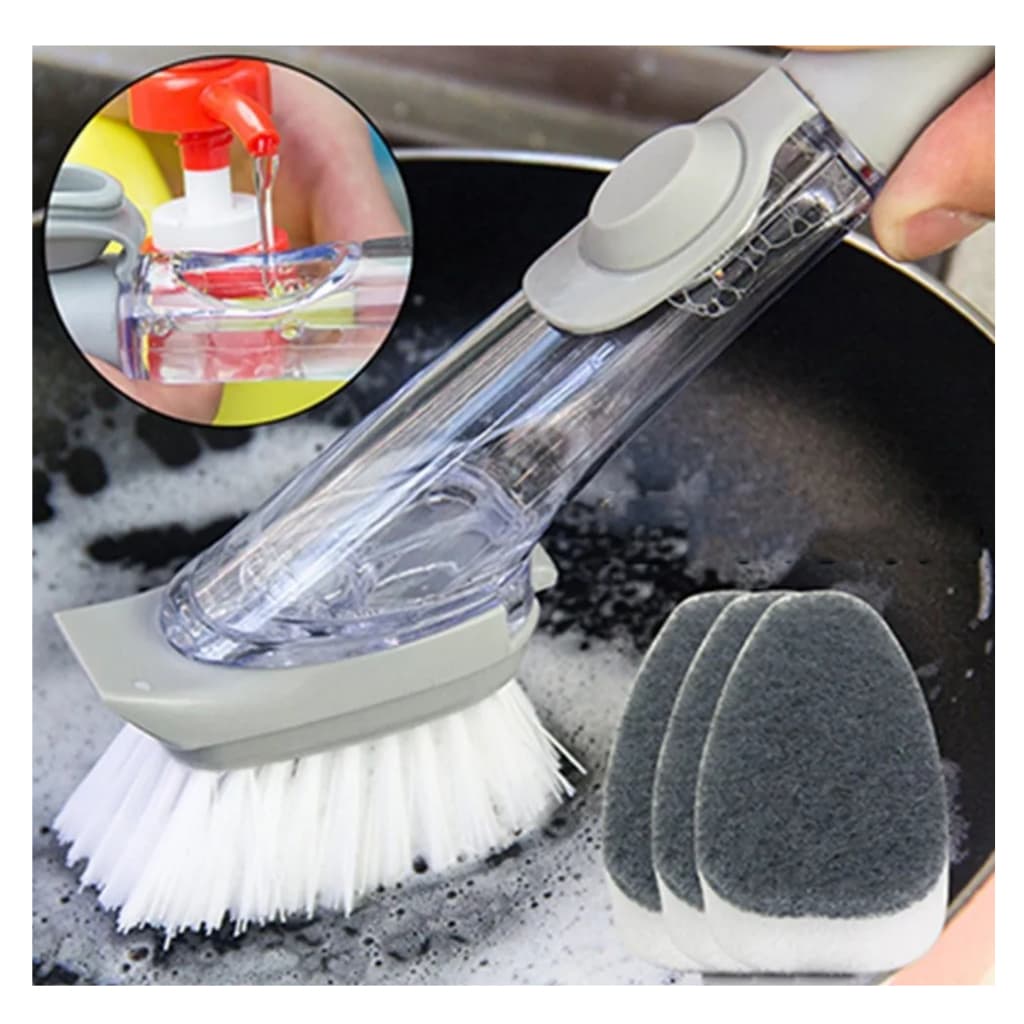 Escova de Limpeza Esponja Lava Louça com Porta Detergente Multiuso Prático