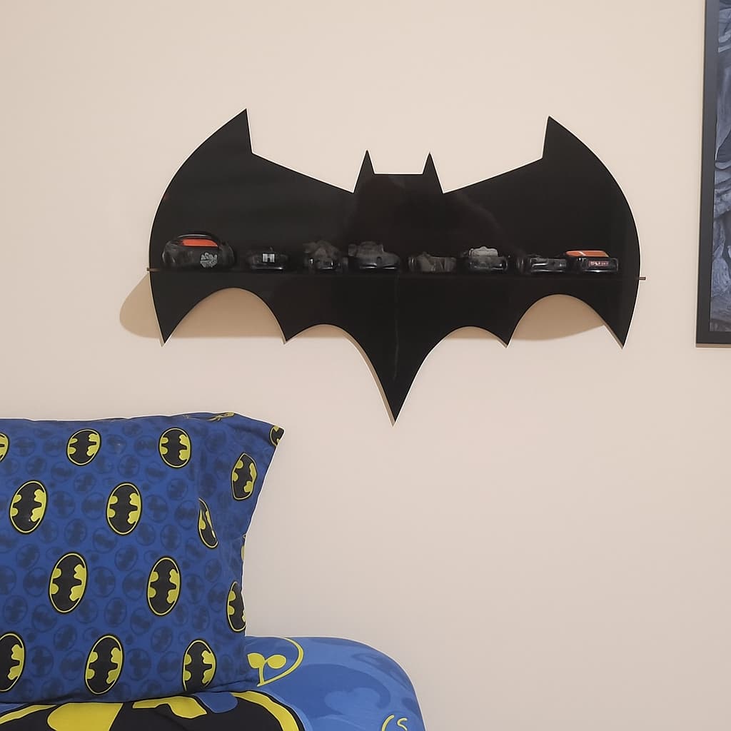 Estante Batman Carrinho Hot Wheels 40cm MDF Pintado Exclusivo Shopee Expositor Miniaturas Decoração