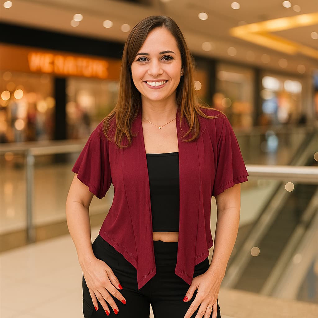 Cardigan Cropped Feminino Manga Curta Bolero Viscolycra Leve Soltinho