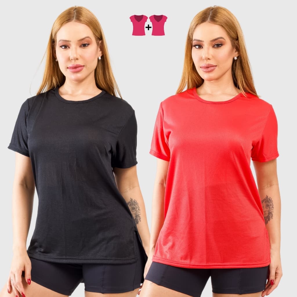 Kit com 2 Camiseta Academia Feminina Dry Fit Camisa Blusa Tapa Bumbum – Fitness e Treino
