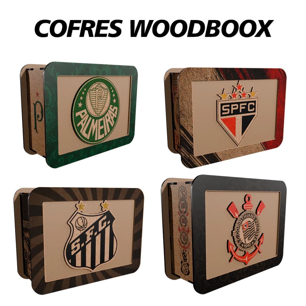 Cofre Woodbox Times- Caixa Dinheiro De MDF Cofrinho