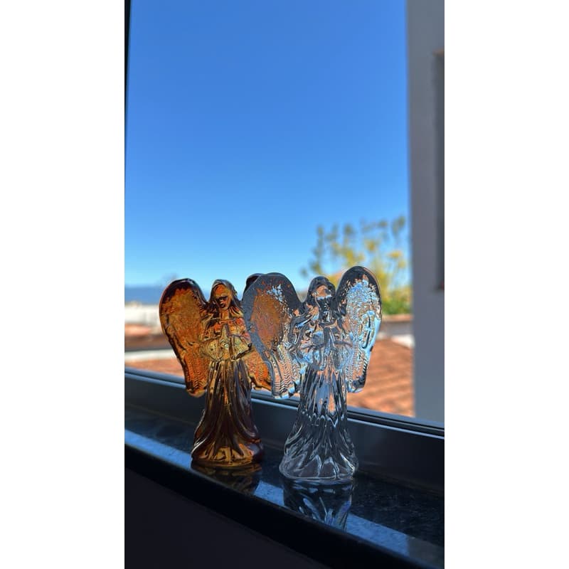IMAGEM ANJO DA GUARDA DE CRISTAL DOURADO TRANSPARENTE