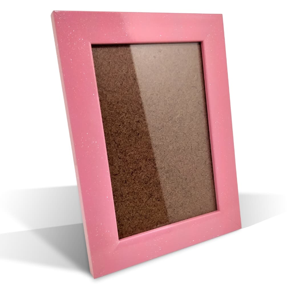 Moldura Porta Retrato Decorativo Foto 15x21cm com Vidro Rosa Glitter