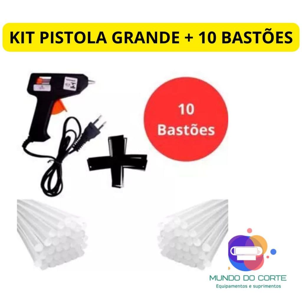 KIT BASTÃO +PISTOLA PARA COLA QUENTE GRANDE 127V-220V - 60HZ