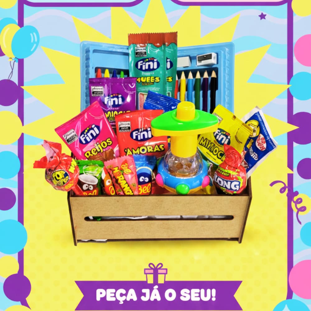 Cesta Infantil Divertida Presente Mimos Doces Menina Menino Aniversarios Dia Das Crianças