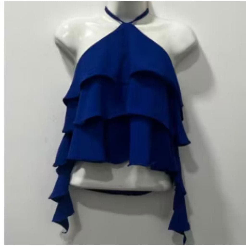 Blusa Feminino Tecido Duna 3 Babados 2023 Moda Verão