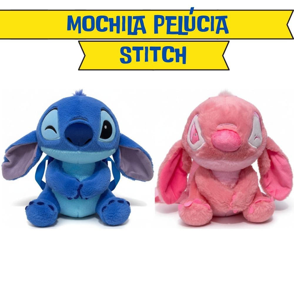 Mochila Infantil Stitch Pelúcia Menina Criança Bolsa Feminina Escola Escolar Passeio