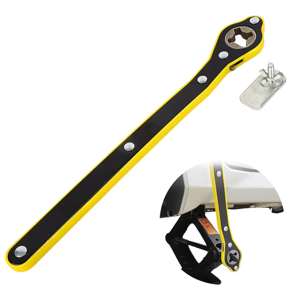 Kit Chave Catraca + Cabo Extensor Para Macaco De Carro Facilitador Troca Pneu Economia De Esforço