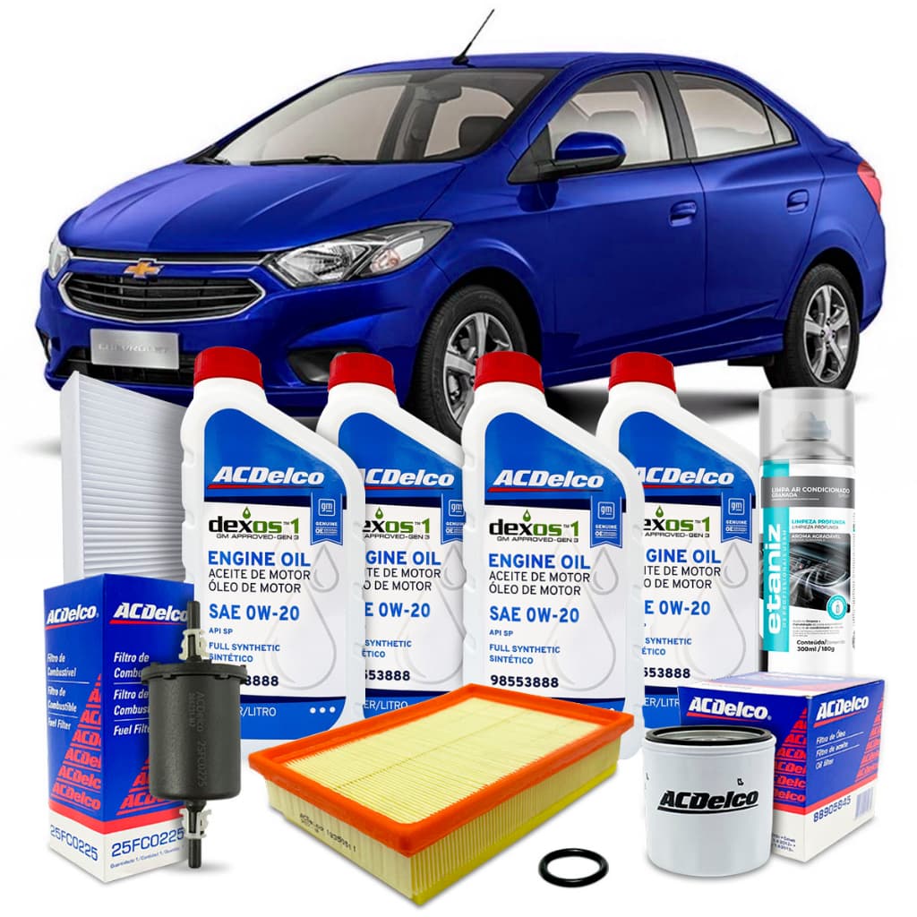 Kit Revisão Troca de Oleo Ac Delco 0w20 Chevrolet Onix Prisma 2017 2018 2019