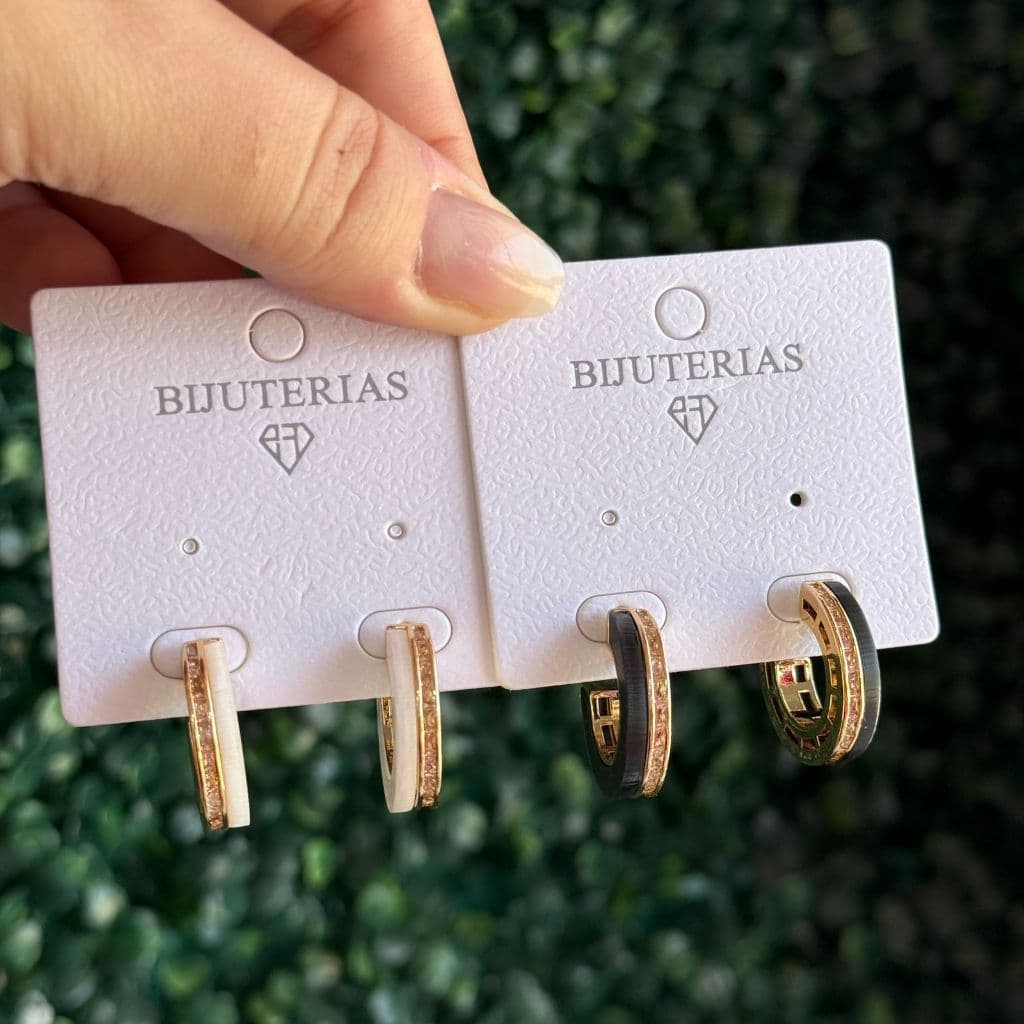 Argolinha Esmaltada Dourada – Branca Ou Preta | Bijuteria Elegante E Moderna