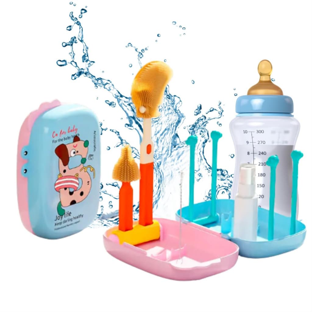 Conjunto de Limpeza Para Mamadeira e Chupeta Portátil  Escova de Garrafa de Silicone