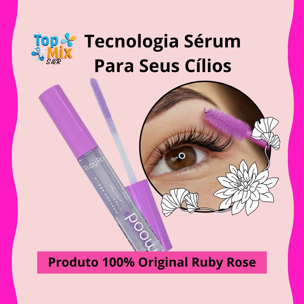 Máscara Sérum Mood Ruby Rose – Tratamento: Crescimento, Nutrição e Força para Cílios & Sobrancelhas