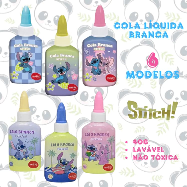 Cola Branca Líquida Stitch Angel 40g Lavável 6 Modelos | Molin