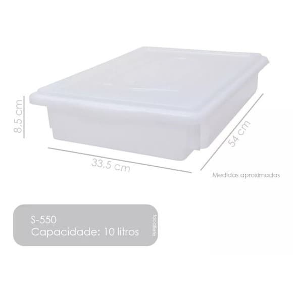 CAIXA POLIETILENO S-550 COM TAMPA DEKACRON – 10 LITROS