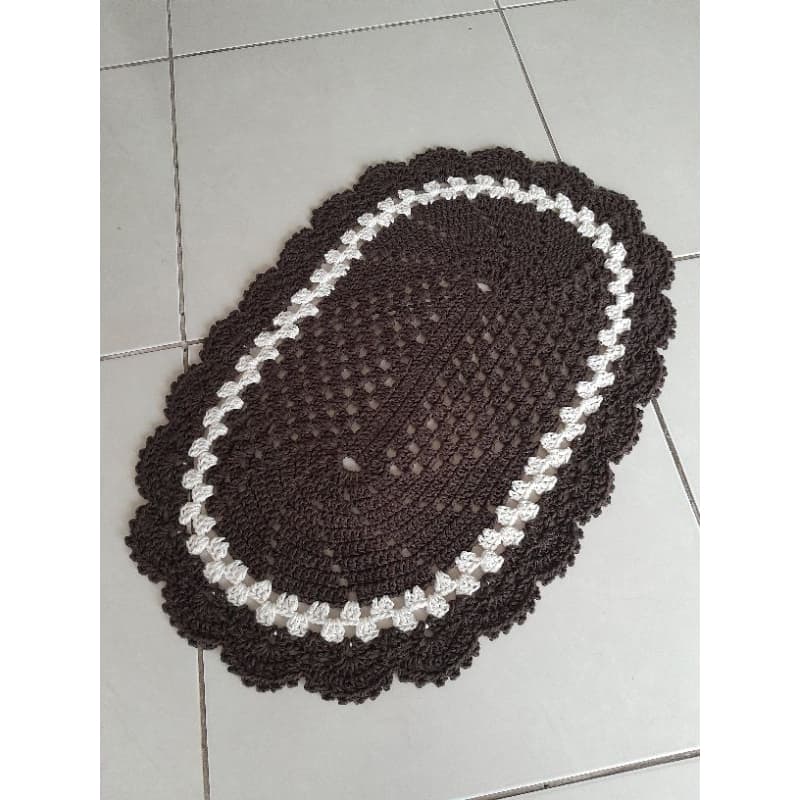 par tapete de croche oval babado