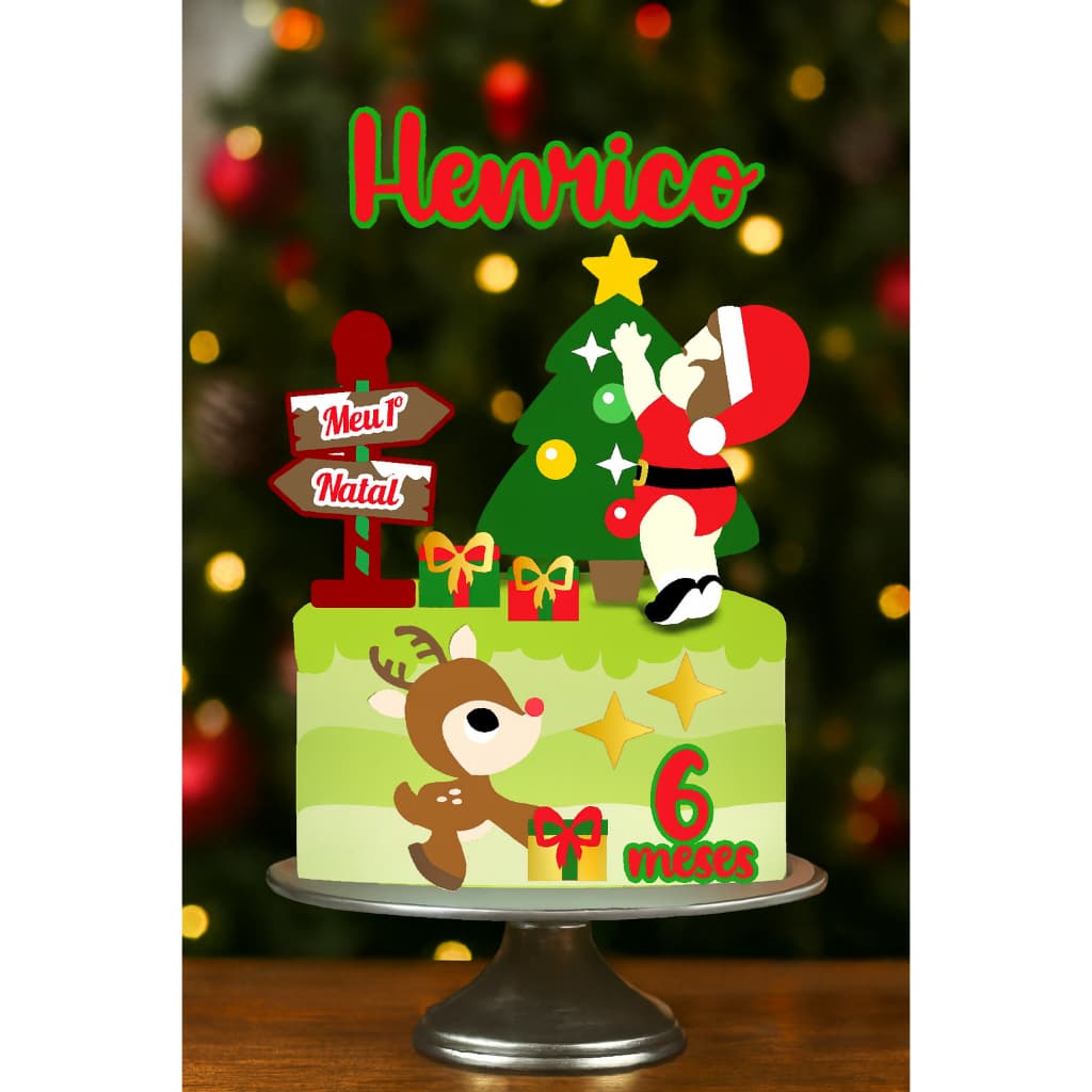 ENVIO RÁPIDO - topo de bolo natal/ topper natalino/ decoração de natal/decoração bolo meu primeiro natal -Envio Rápido