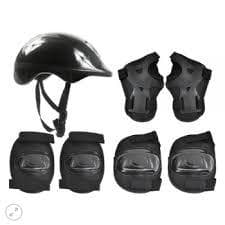 Kit Proteção Infantil 7 Peças - Capacete Joelheira Cotoveleira Luvas Bicicleta Patinete Skate Patins