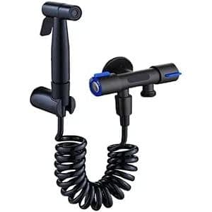 Kit Ducha Higiênica Com Registro em Aço preta 304 Válvula Dupla Saída 1/2 Para Banheiro Cozinha 12057B
