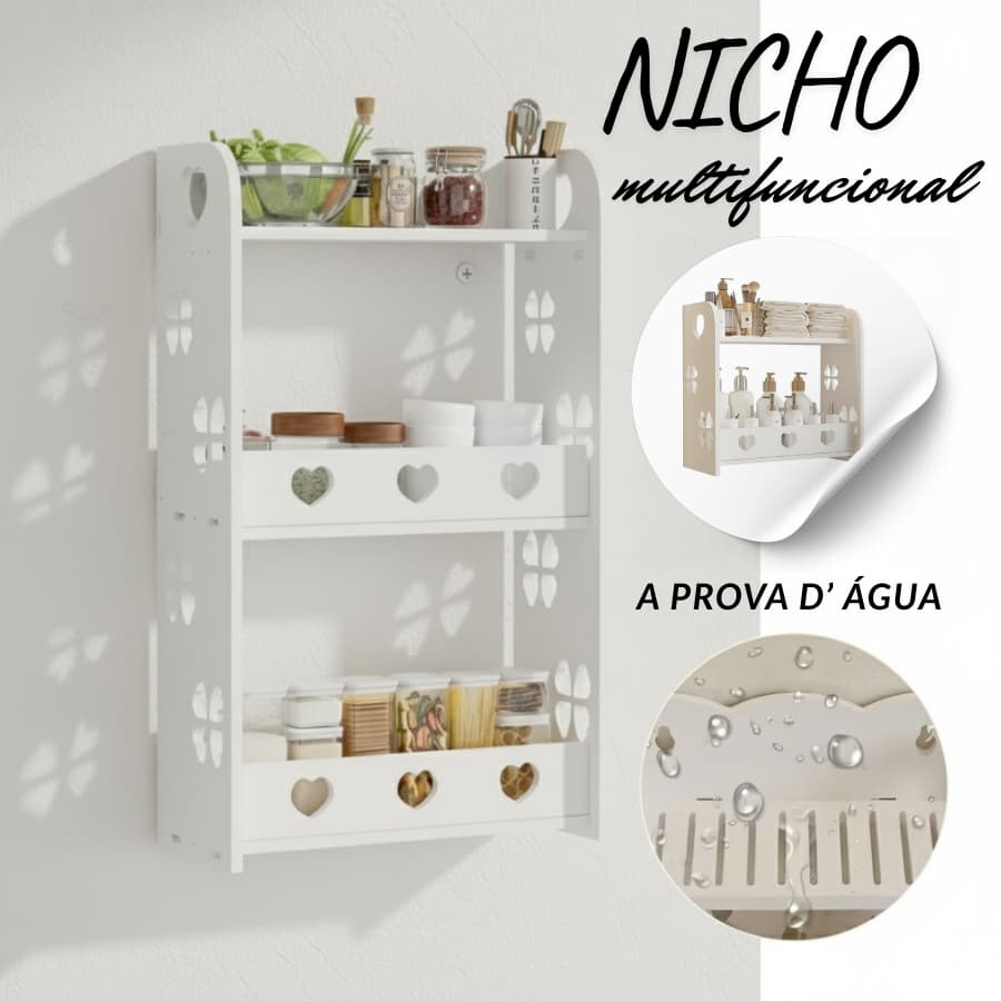 Nicho com Prateleiras para Organização e Decorar Banheiro Quarto Cozinha